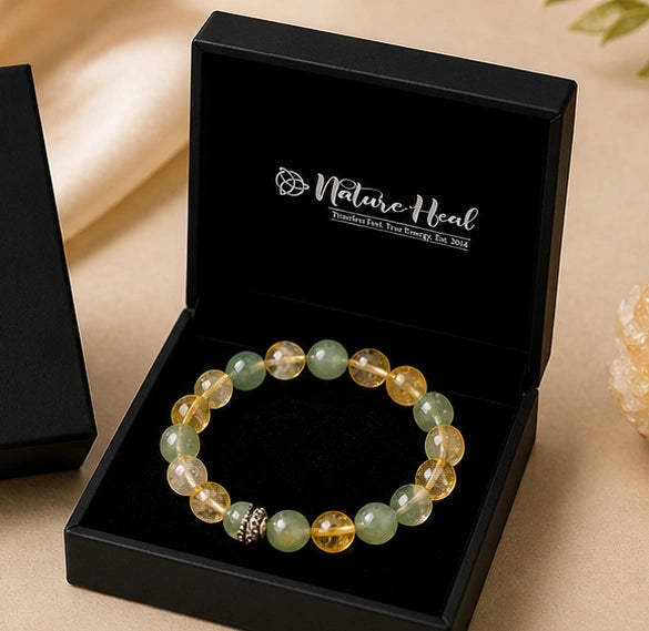 Aventurine and Citrine Certified Gemstone Bracelet