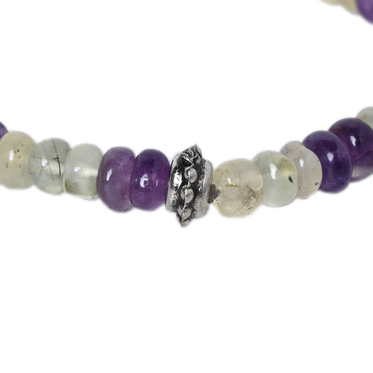 Amethyst and Prehnite Certified Gemstone Bracelet