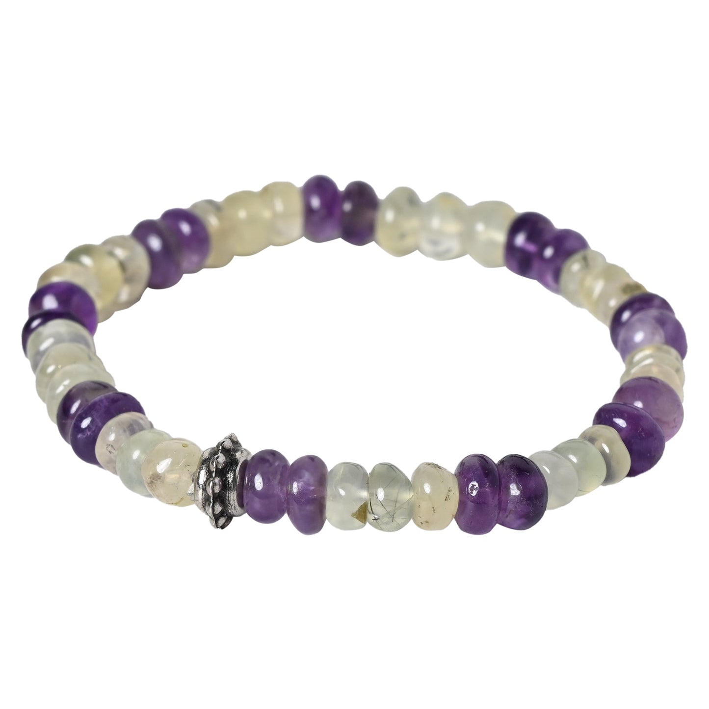 Amethyst and Prehnite Certified Gemstone Bracelet