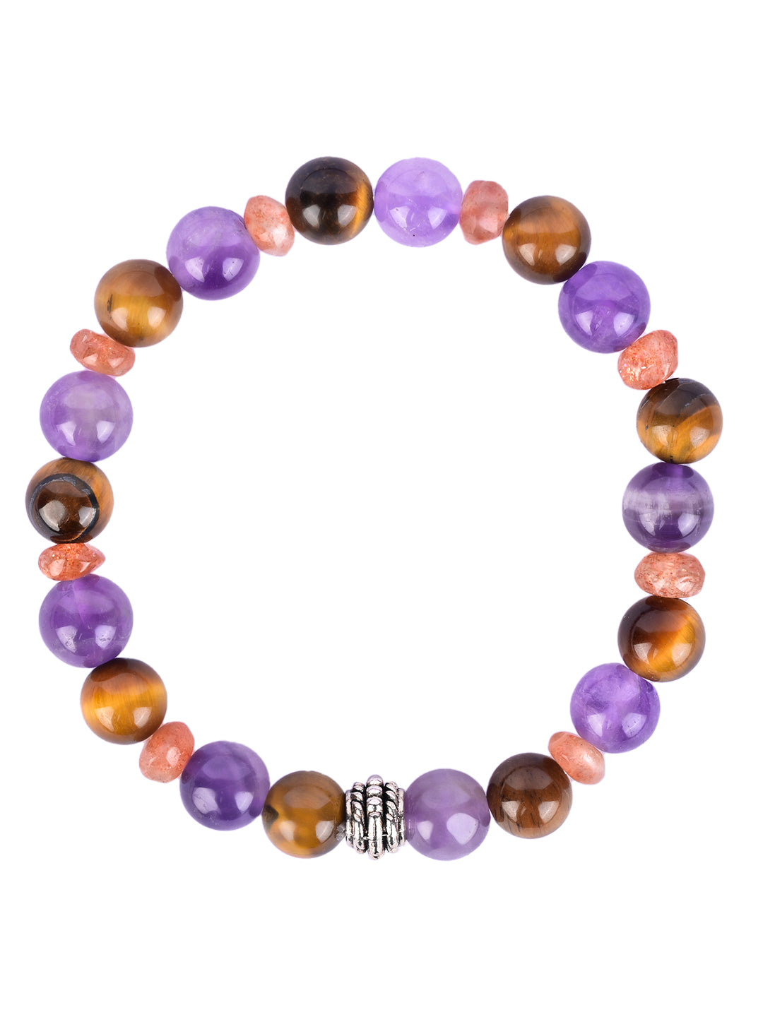 Amethyst, Tiger's Eye, and Sunstone Certified Gemstone Bracelet