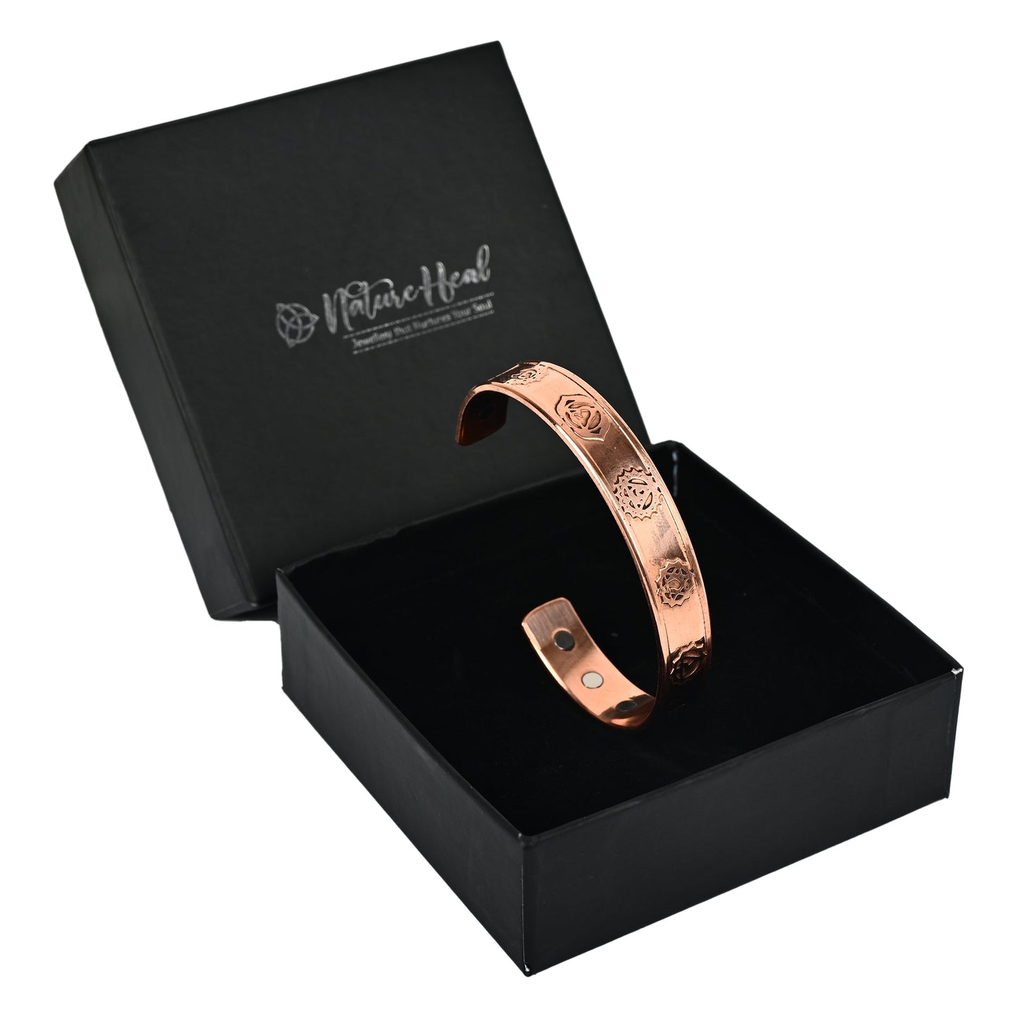 Pure Copper Healing Kada – Unisex Magnetic Cuff with 7 Chakra Engraving