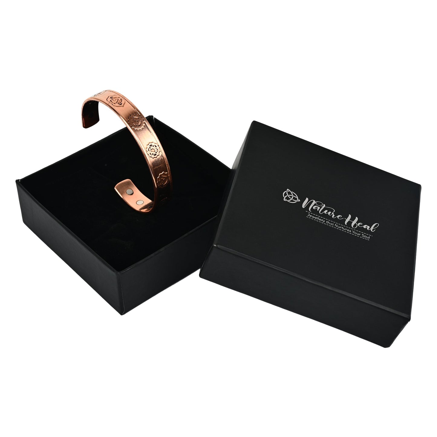 Pure Copper Healing Kada – Unisex Magnetic Cuff with 7 Chakra Engraving