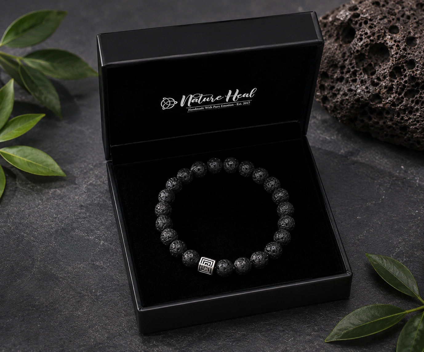 Lava Stone Certified Gemstone Bracelet for Grounding, Strength & Positive Energy