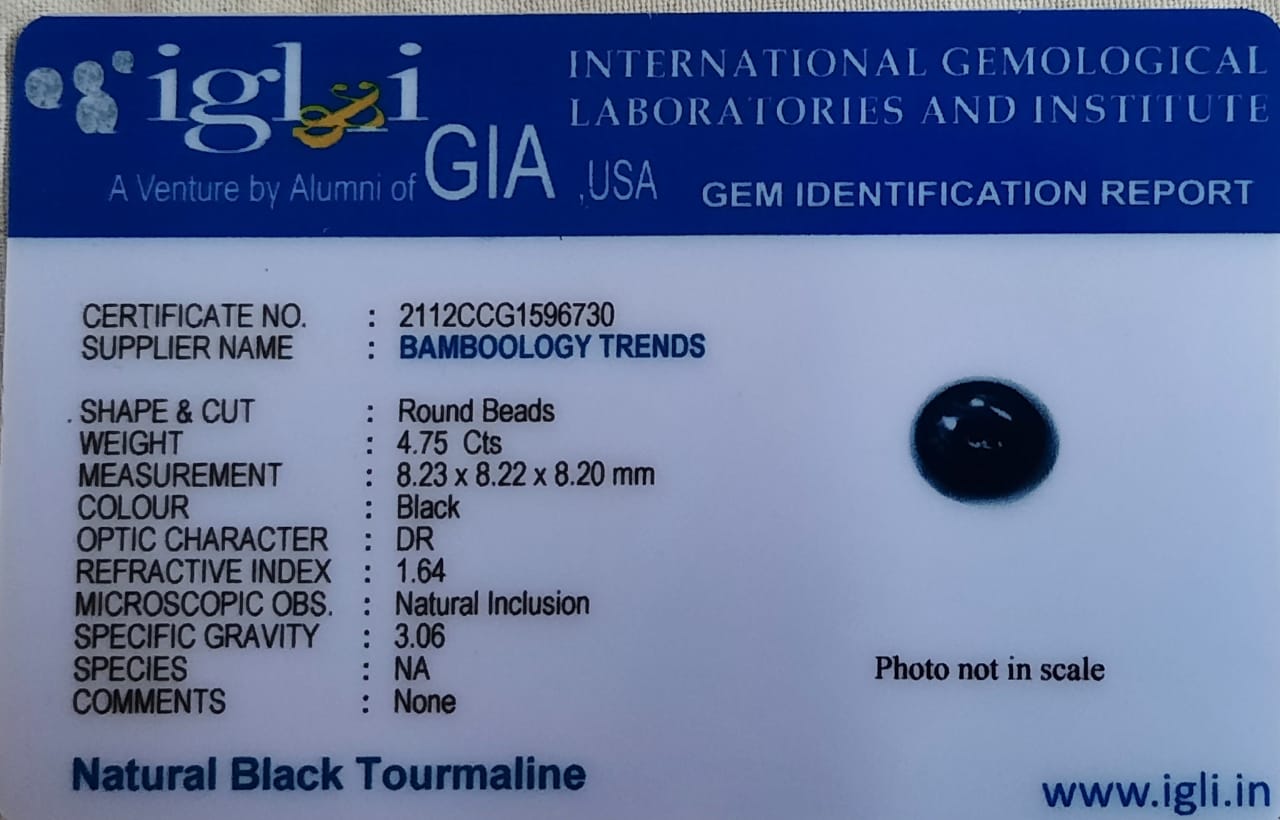 Real Black Tourmaline Certified Gemstone Bracelet