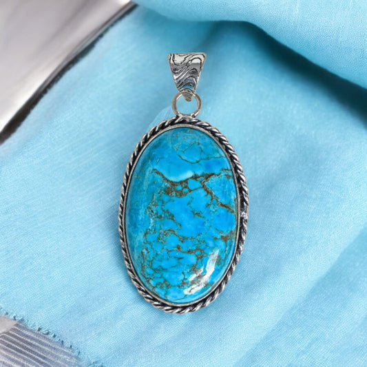 Certified Turquoise Healing Pendant for Protection & Positive Energy