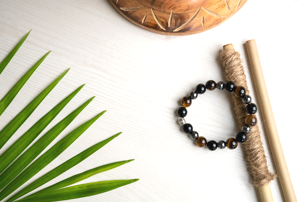 Black Obsidian, Tiger Eye And Hematite Certified Gemstone Bracelet