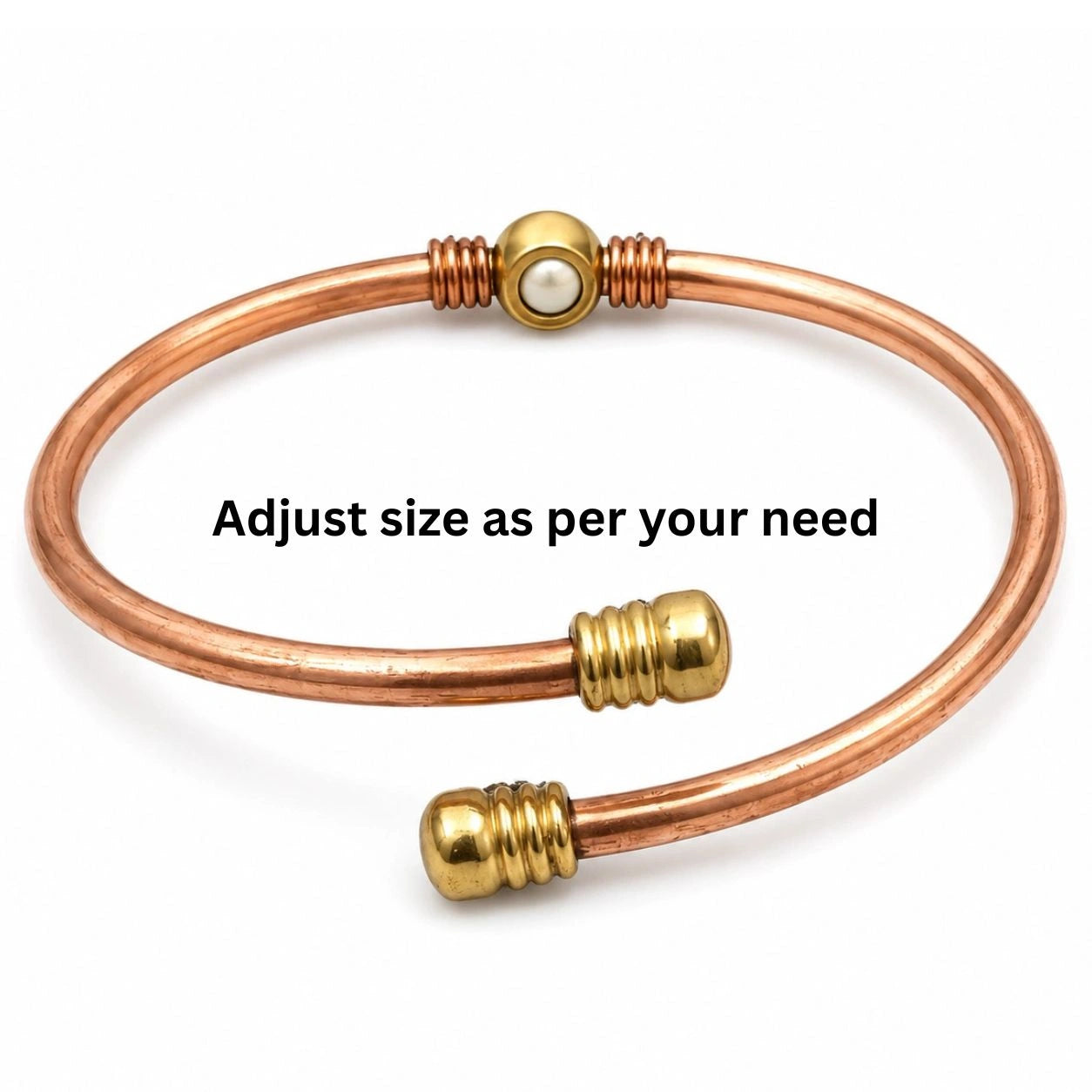 Pure Copper Anklet & Armlet with Golden Bead for Women | Ayurvedic Healing Kada | Adjustable Dual Wear Bracelet – Nature Heal