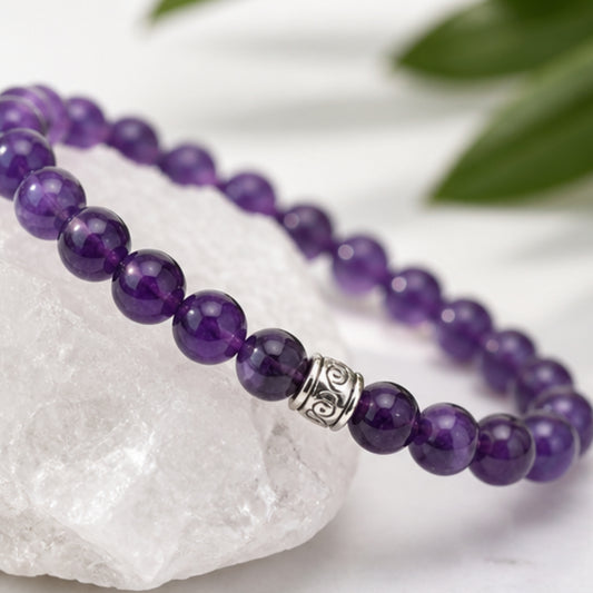 Real Amethyst Stone Certified Gemstone Bracelet – Calmness, Spiritual Healing & Positive Energy