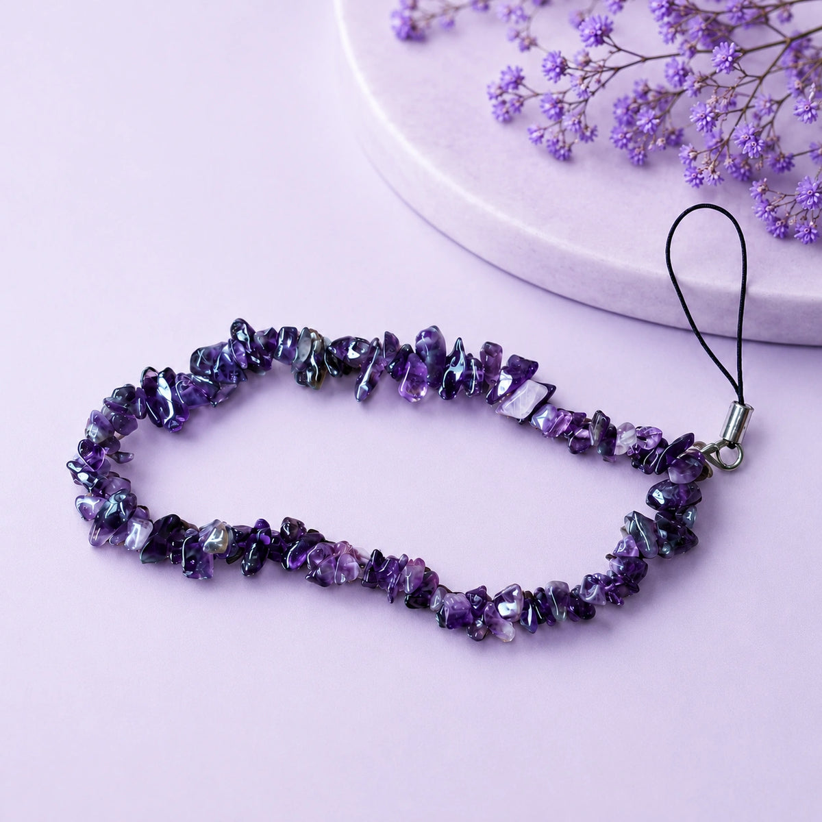 Healing Crystal Amethyst Mobile Charm – Natural Gemstone for Protection, Calmness & Gifting