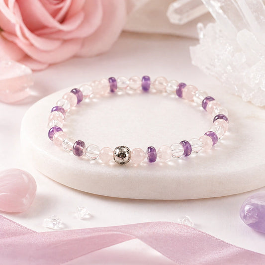 Amethyst Rose Quartz Clear Quartz Bracelet