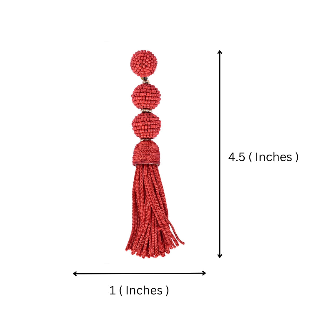 Artisan Crafted Red Beaded Ear