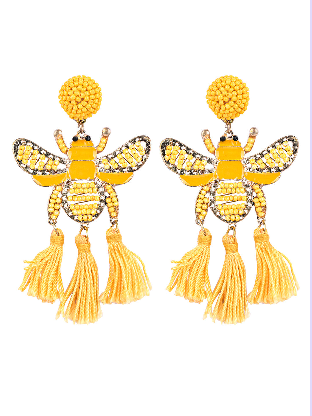 Artisan Crafted Yellow Bee Earrings Jewelry
