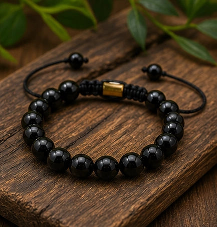 Real Black Tourmaline Certified Gemstone Bracelet