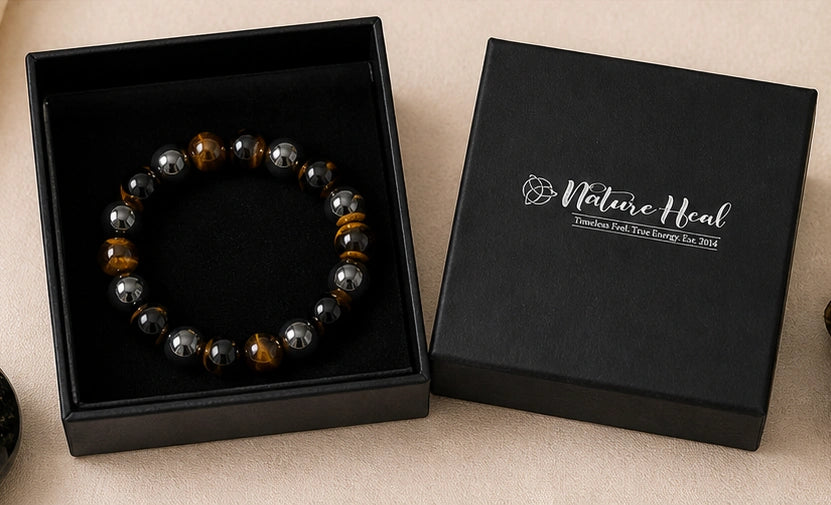 Black Obsidian, Tiger Eye & Hematite Bracelet – For Cleansing, Clarity, Grounding