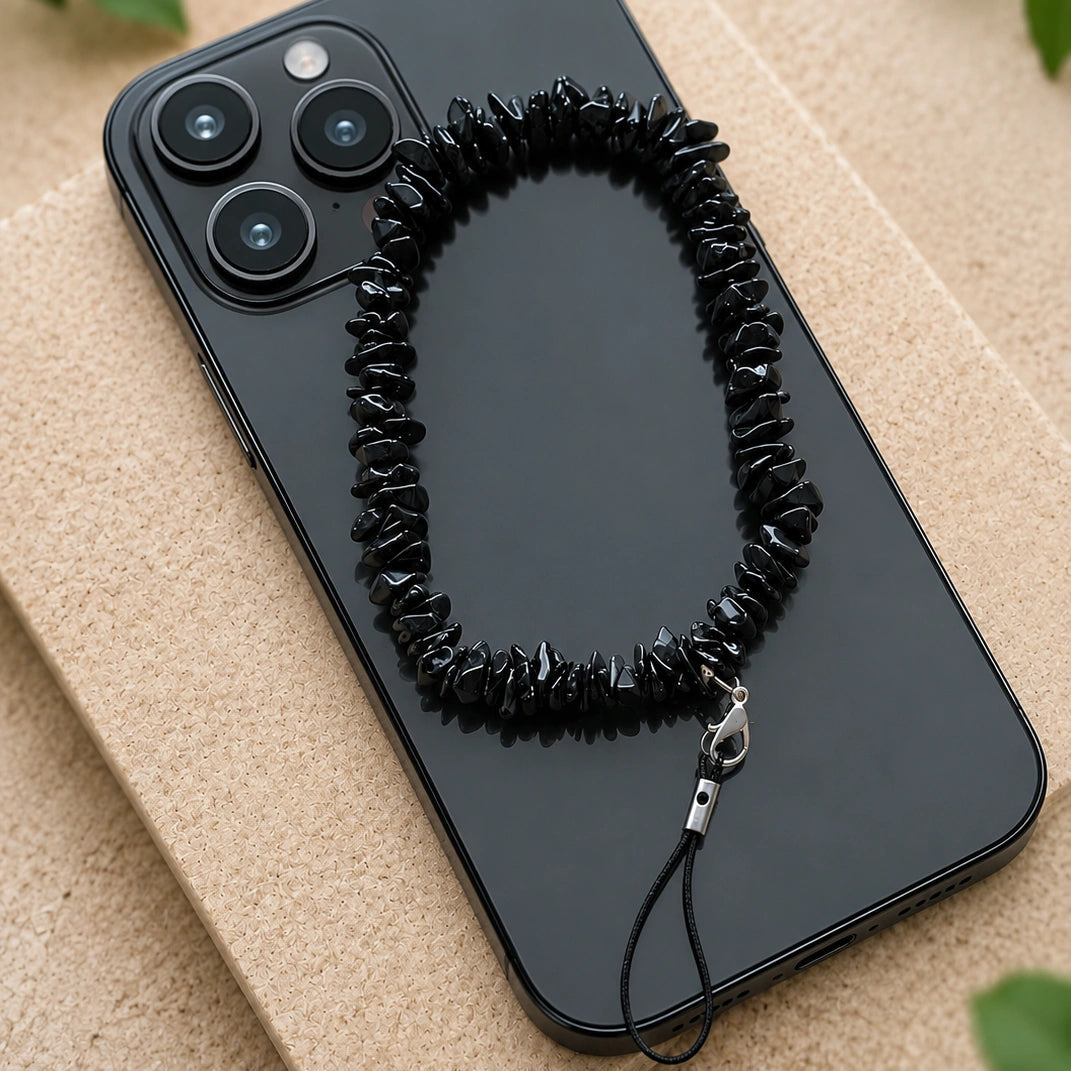 NatureHeal Black Obsidian Healing Crystal Mobile Charm4