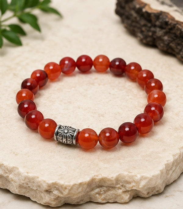 Carnelian Stone Certified Gemstone Bracelet – Confidence, Energy & Motivation