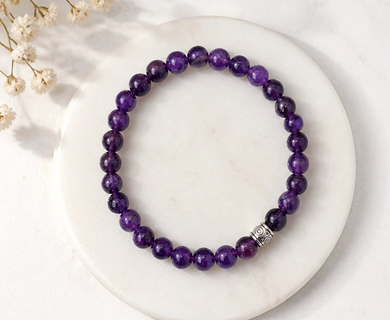 Certified Amethyst Gemstone Bracelet – Crown Chakra Healing & Protection