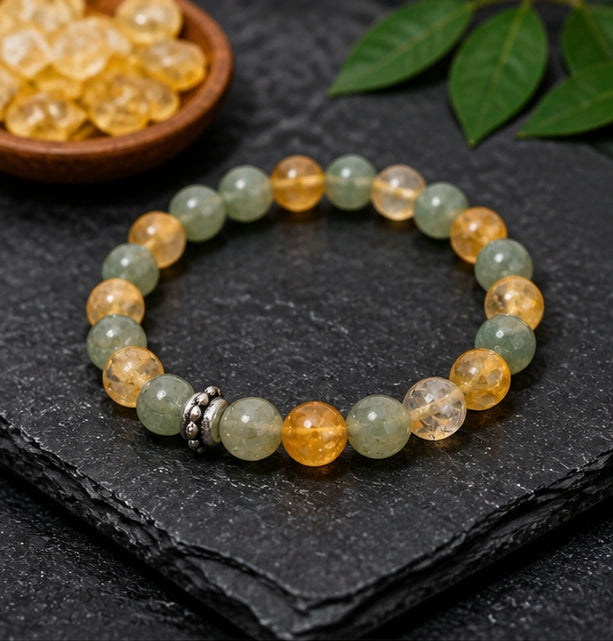 Certified Citrine Aventurine Bracelet for Men & Women – Wealth Attraction Crystal