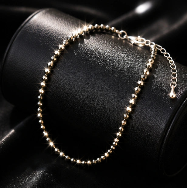 Certified Pyrite Stone Anklet for Success