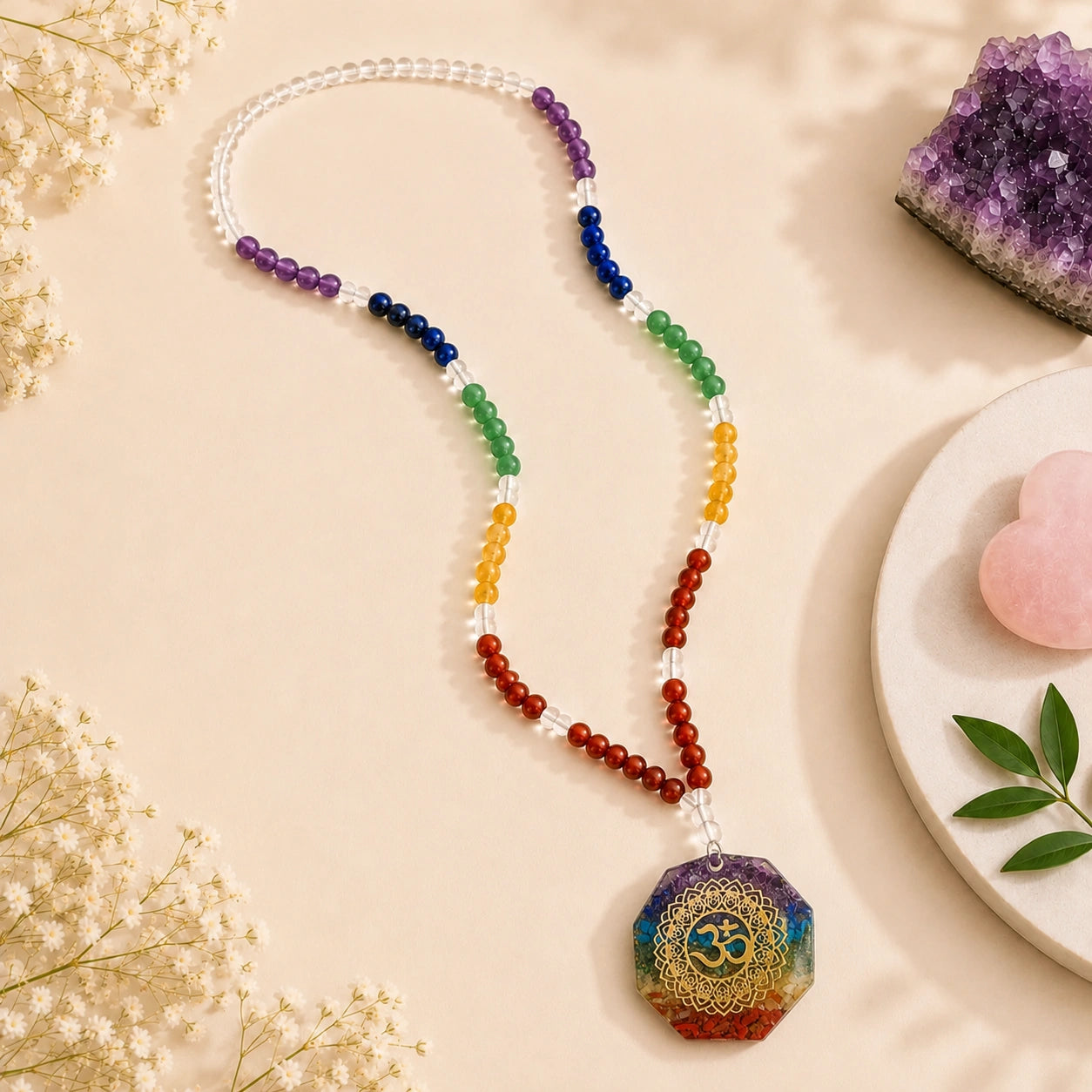 Certified Seven Chakra Gemstone Meditation Mala