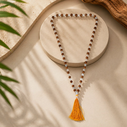 Clear Quartz Rudraksha Jaap Mala