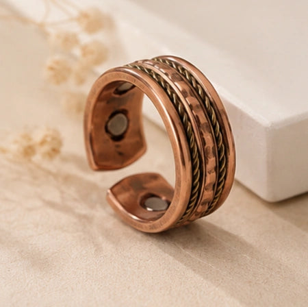 Adjustable Copper Magnetic Ring for Men & Women | Pure Copper Ring with Magnets | Ayurvedic Wellness Ring