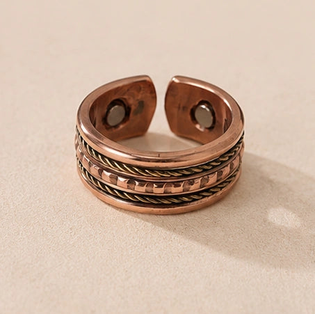 Adjustable Copper Magnetic Ring for Men & Women | Pure Copper Ring with Magnets | Ayurvedic Wellness Ring