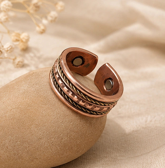 Adjustable Copper Magnetic Ring for Men & Women | Pure Copper Ring with Magnets | Ayurvedic Wellness Ring