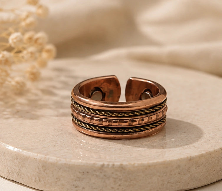 Adjustable Copper Magnetic Ring for Men & Women | Pure Copper Ring with Magnets | Ayurvedic Wellness Ring