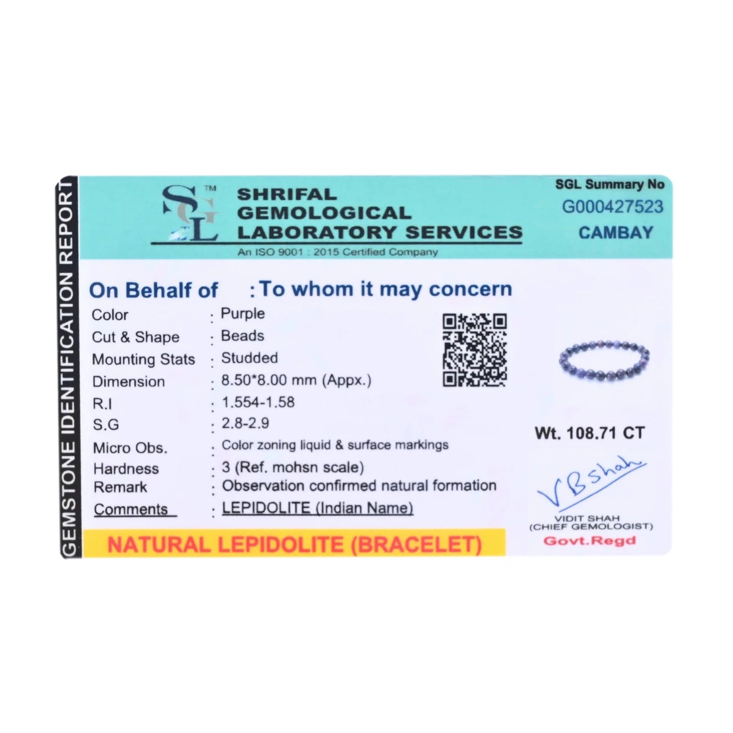 Real Lepidolite Bracelet for Anxiety Relief & Emotional Healing