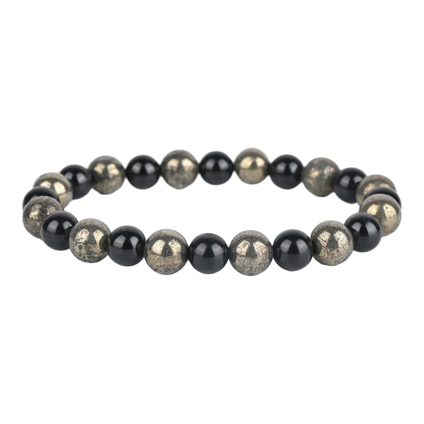 Natural Pyrite & Tourmaline Bracelet for Wealth, Power & Protection