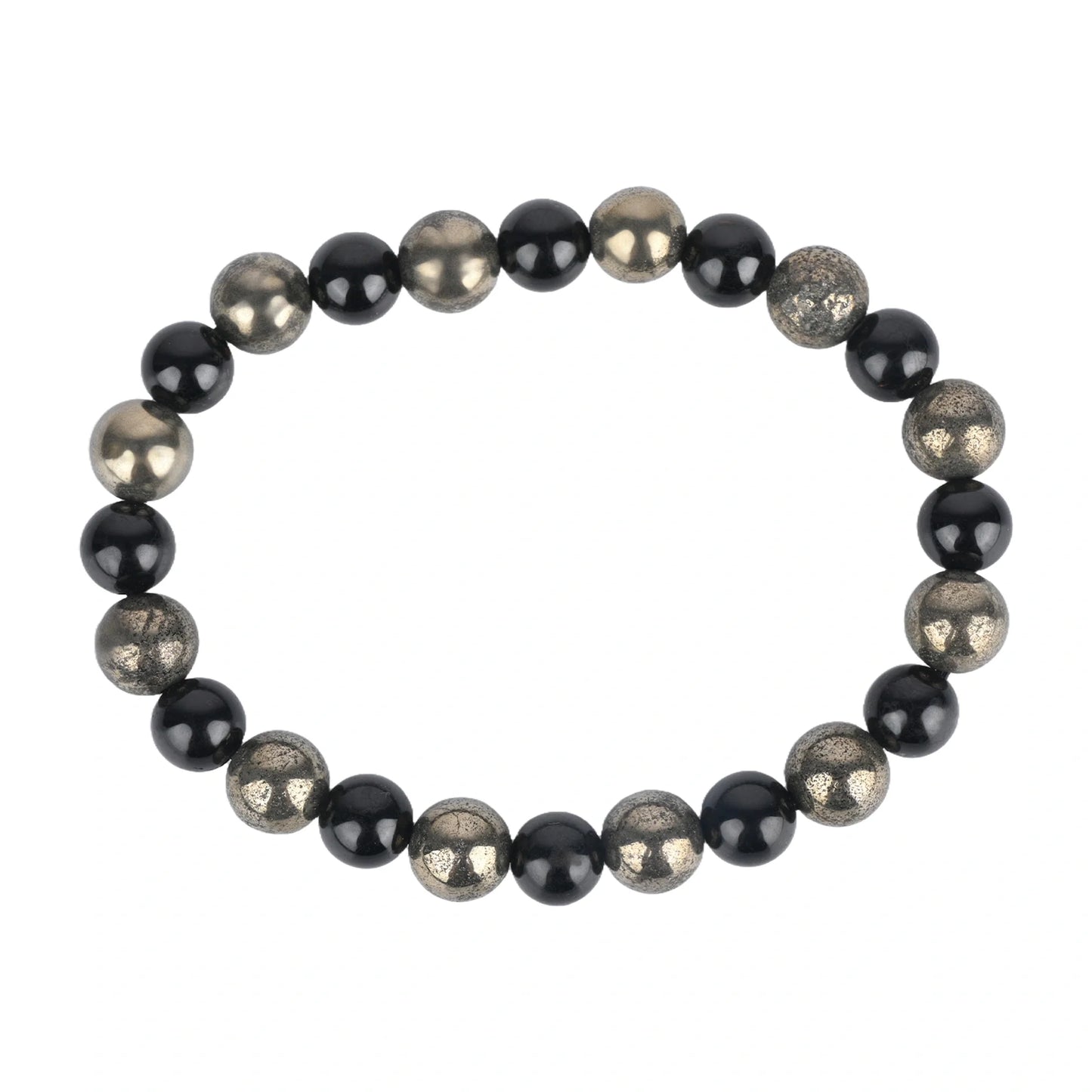 Natural Pyrite & Tourmaline Bracelet for Wealth, Power & Protection