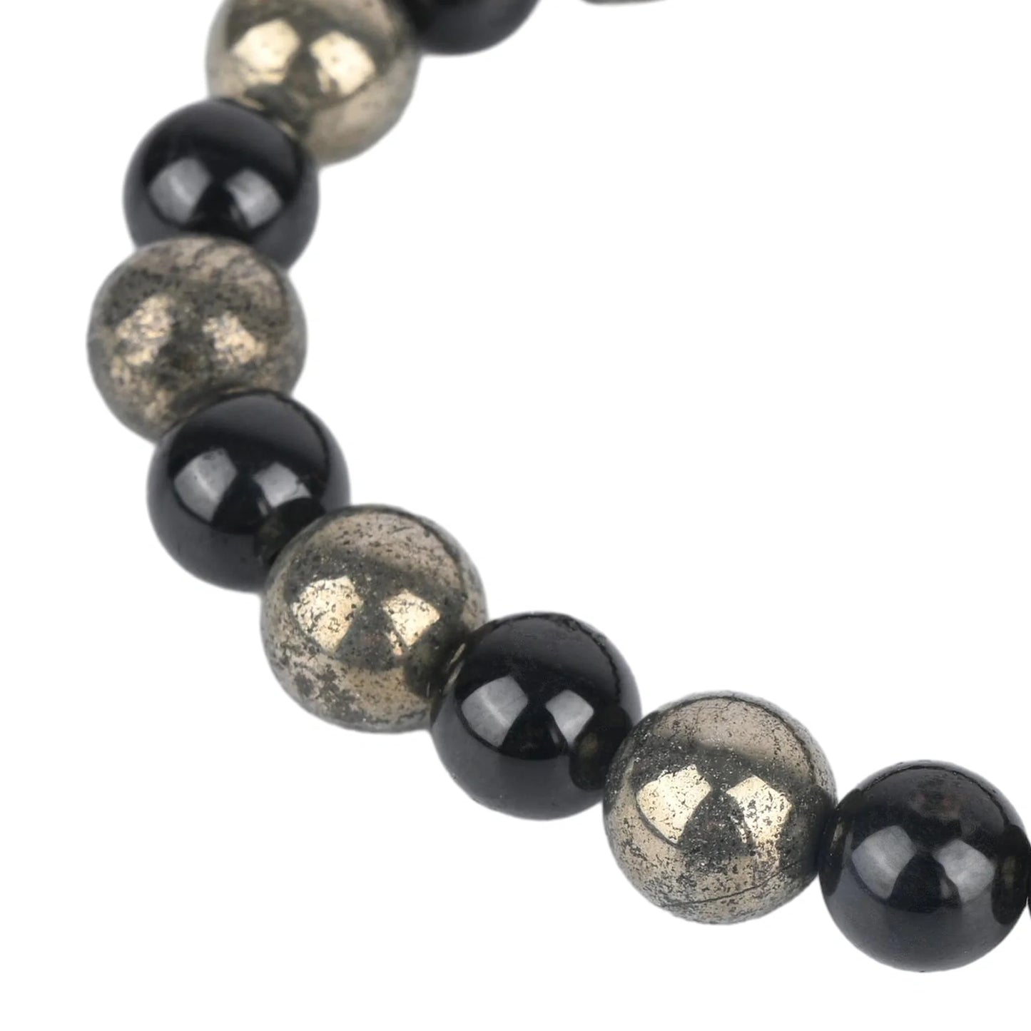 Natural Pyrite & Tourmaline Bracelet for Wealth, Power & Protection