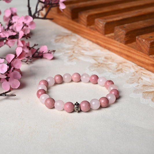Rose Quartz and Rhodonite Certified Gemstone Bracelet