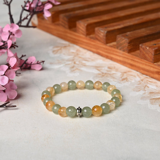 Aventurine and Citrine Certified Gemstone Bracelet
