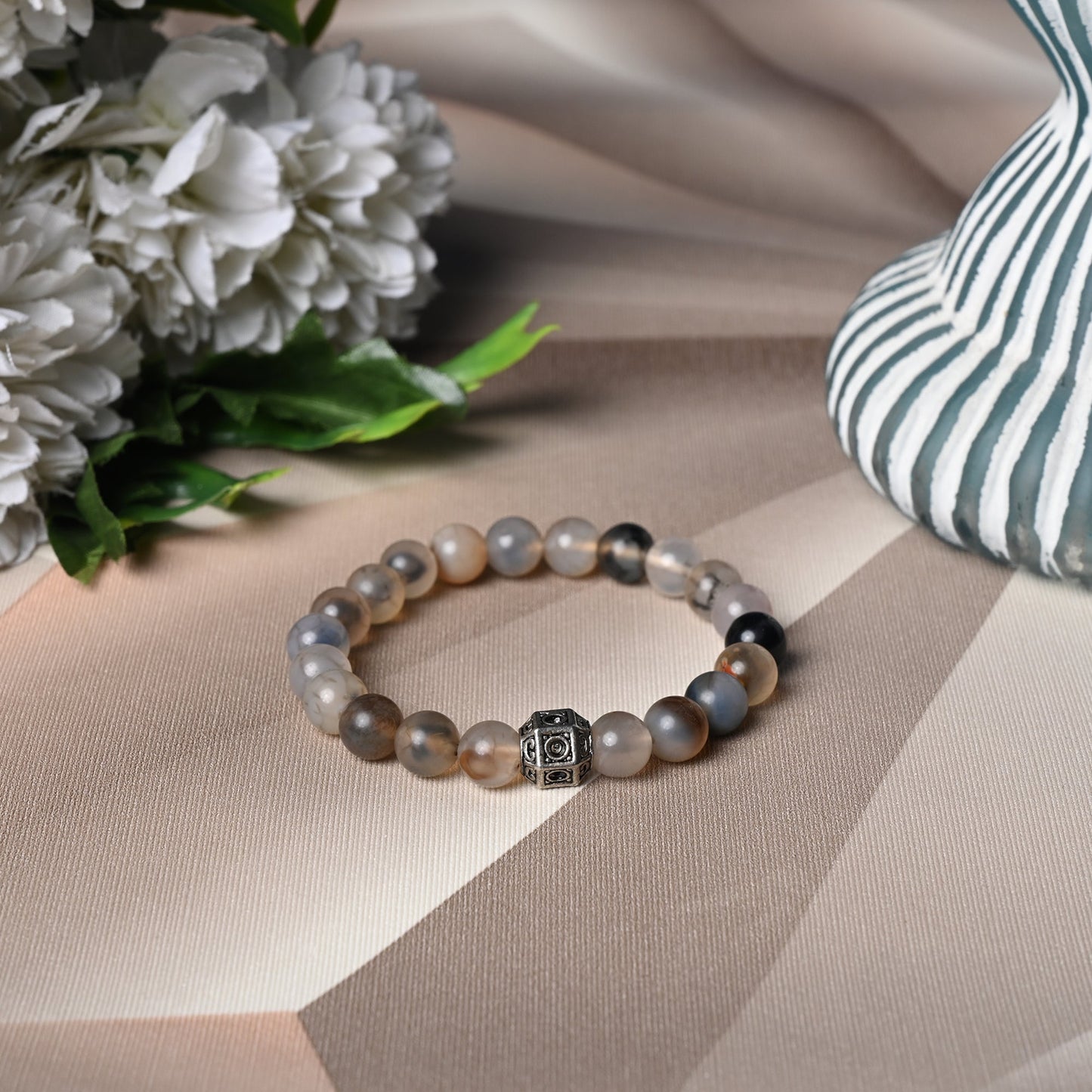 Natural Chalcedony Stone Bracelet for Calmness & Positive Energy