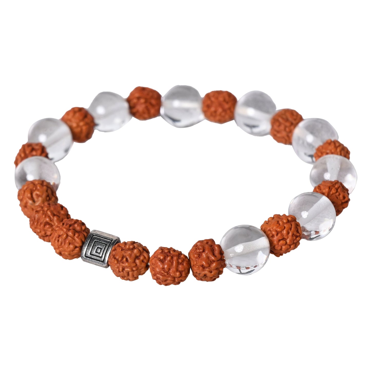 Natural Quartz and Rudraksha Stone Bracelet for Spiritual Balance