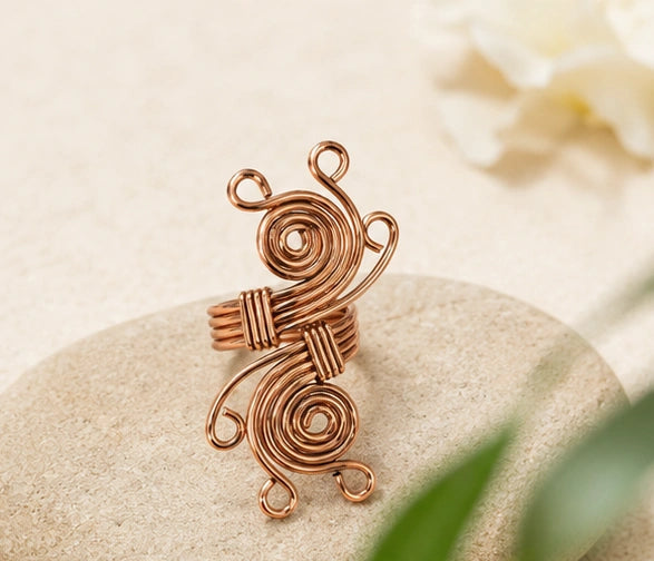 Handmade Adjustable Pure Copper Designer Ring for Women | Artisan Wellness Jewelery (Copy)