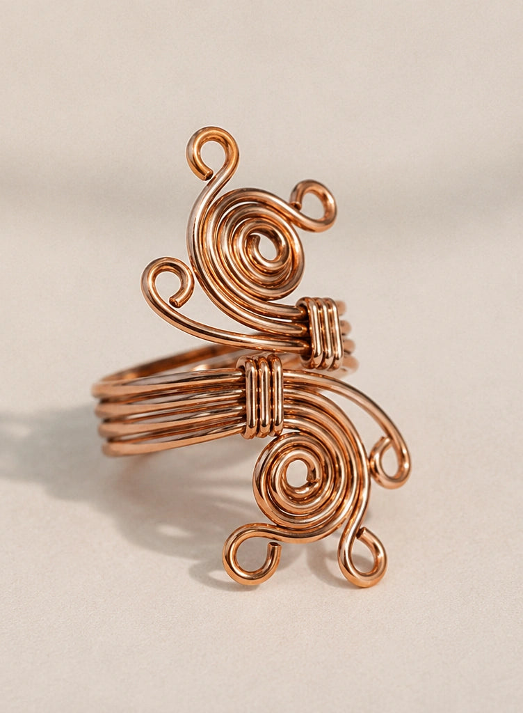 Handmade Adjustable Pure Copper Designer Ring for Women | Artisan Wellness Jewelery (Copy)