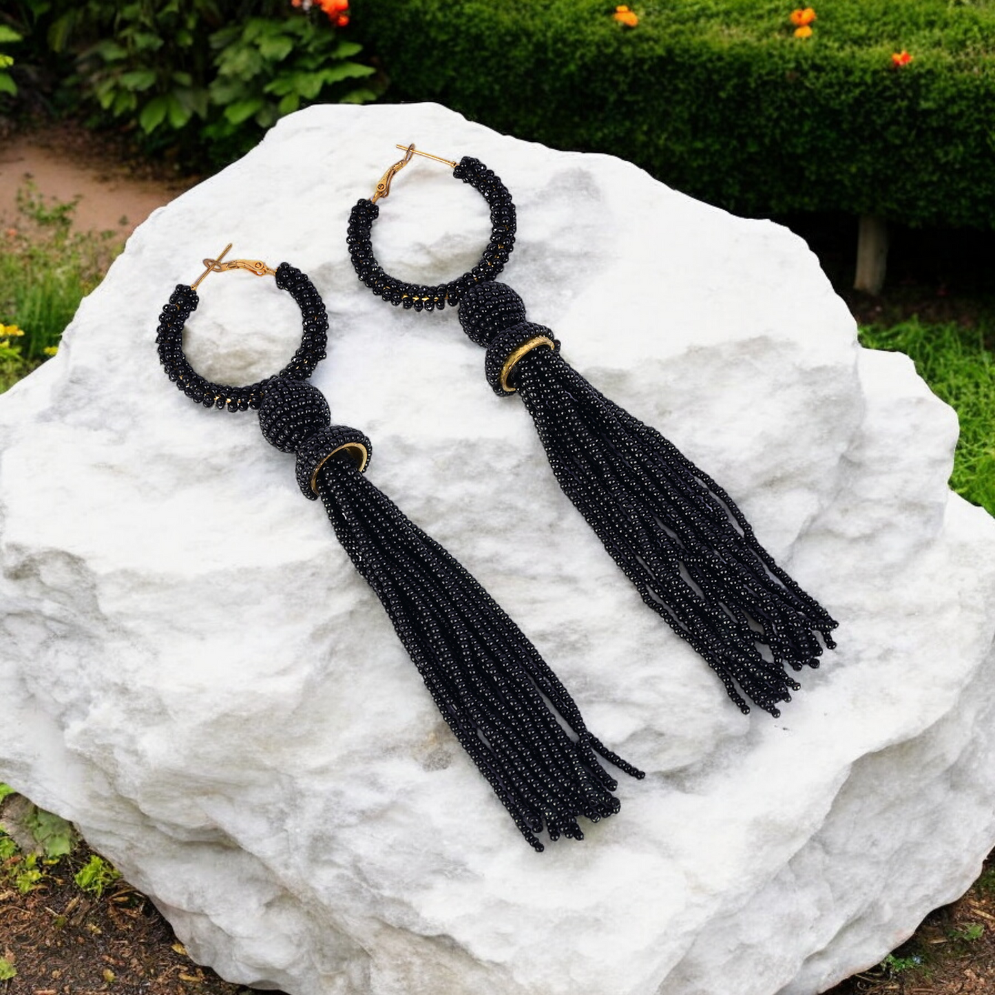 Designer Black Tassel Earrings for Modern Fashion