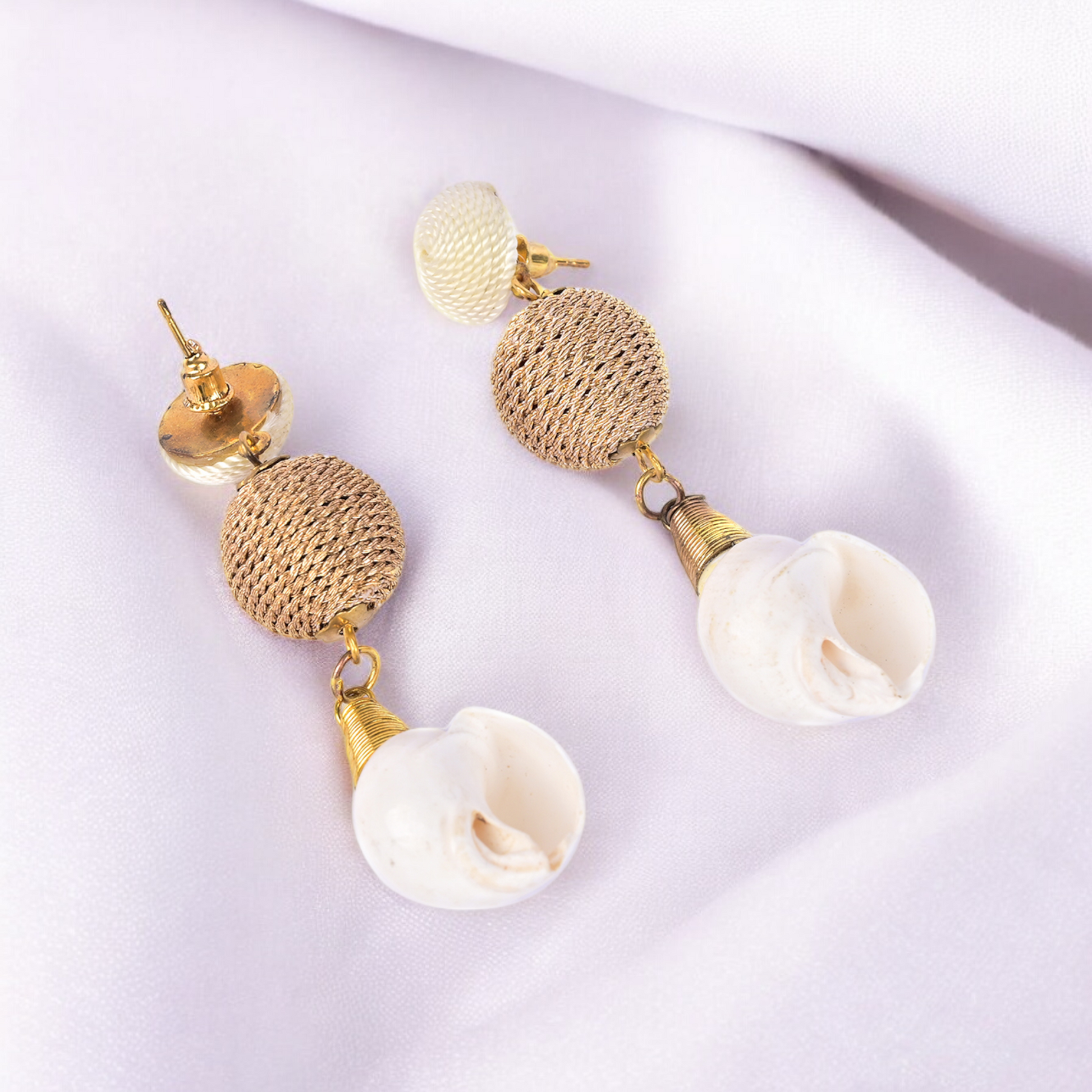 Designer white Shell Beaded Earrings for Elegant Looks