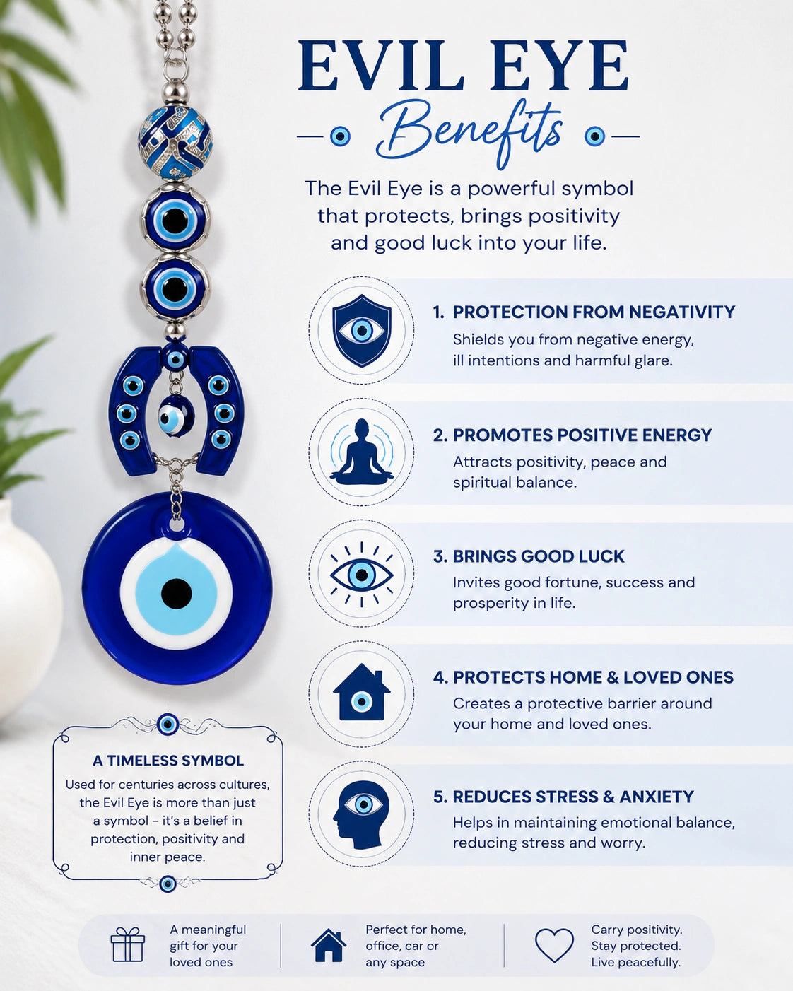 Evil Eye horse Shoe Hanger for Protection & Positive Energy