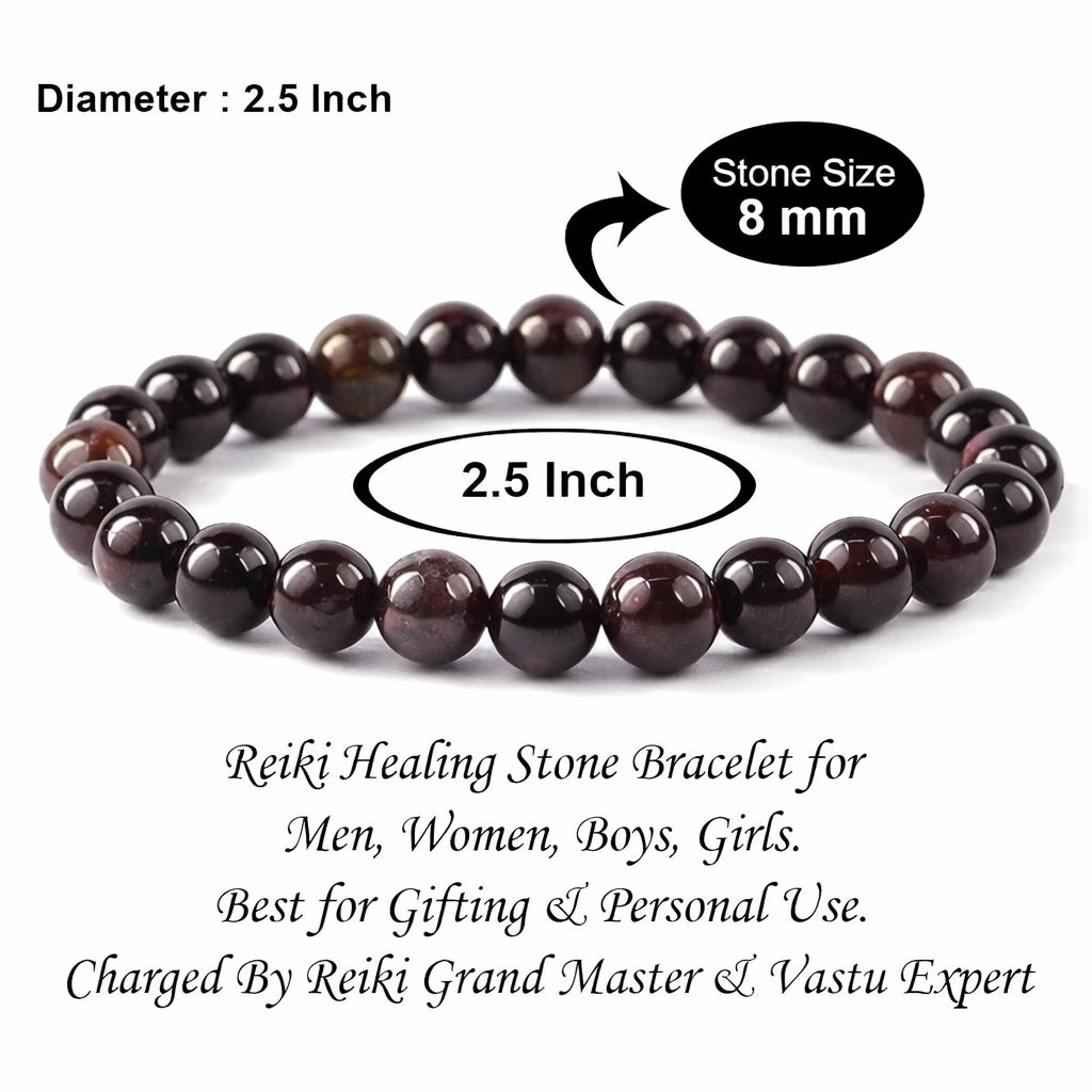Natural Red Garnet Certified Gemstone Bracelet – For Prosperity, Emotional Healing, Heart Chakra & Positive Growth