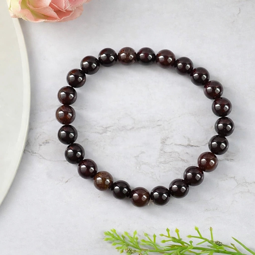 Natural Red Garnet Certified Gemstone Bracelet – For Prosperity, Emotional Healing, Heart Chakra & Positive Growth