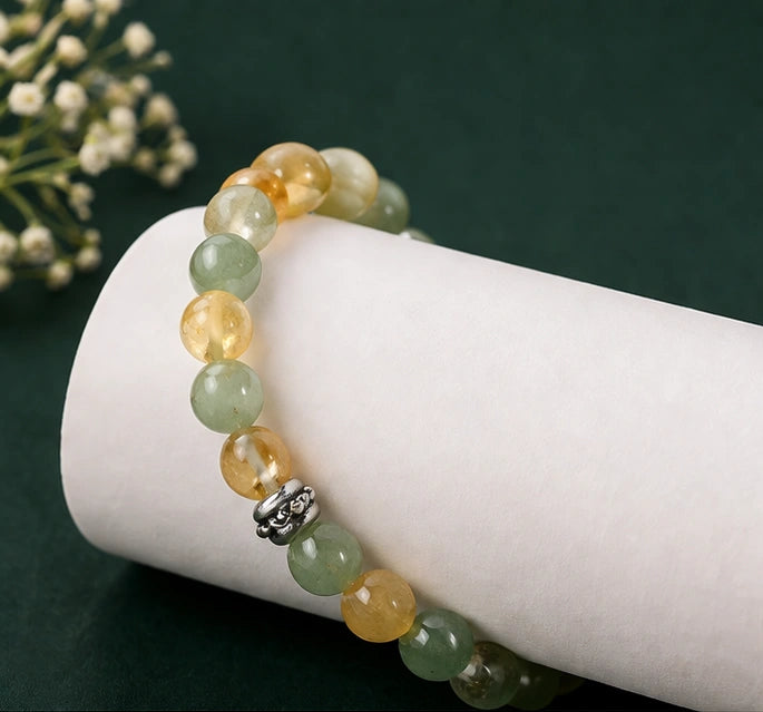 Green Aventurine & Citrine Crystal Bracelet – Money Magnet & Success Stone