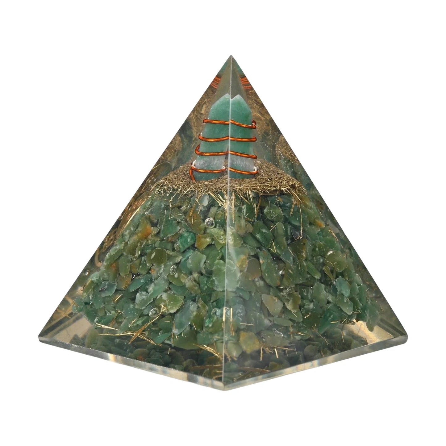 Green jade healing pyramid stone