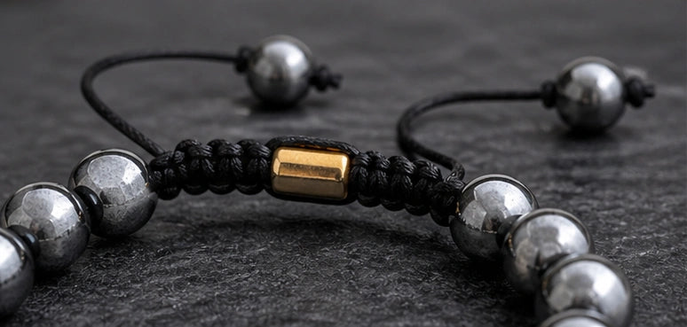 Natural Hematite Stone Bracelet for Strength & Grounding Energy