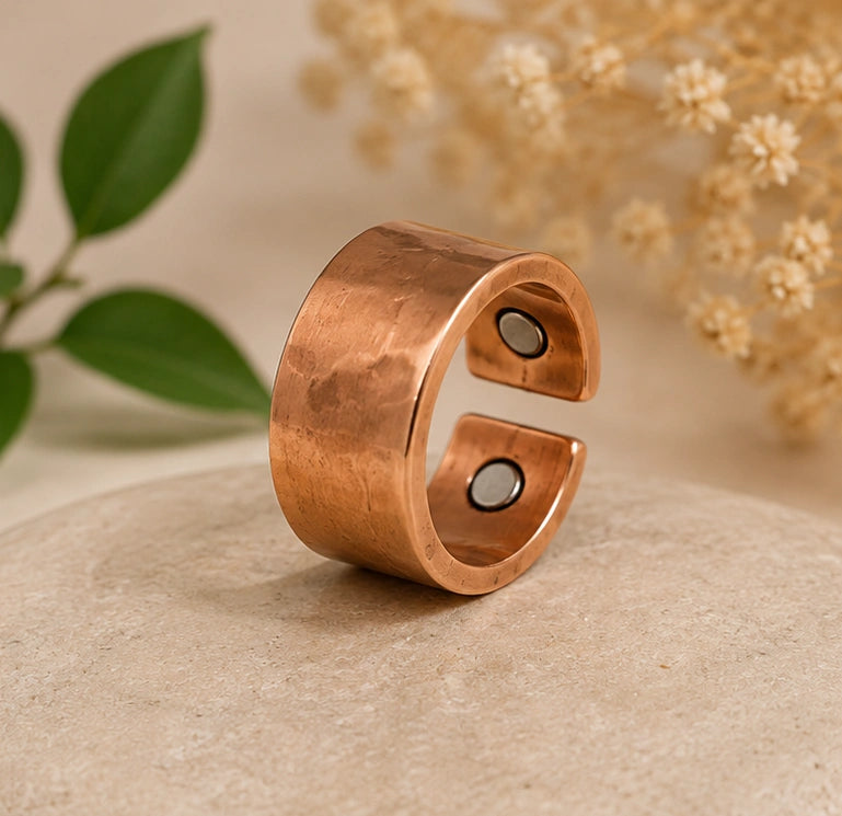 Nature Heal Heritage Hammered Adjustable Pure Copper Ring for Men & Women | Ayurvedic Wellness Jewelery