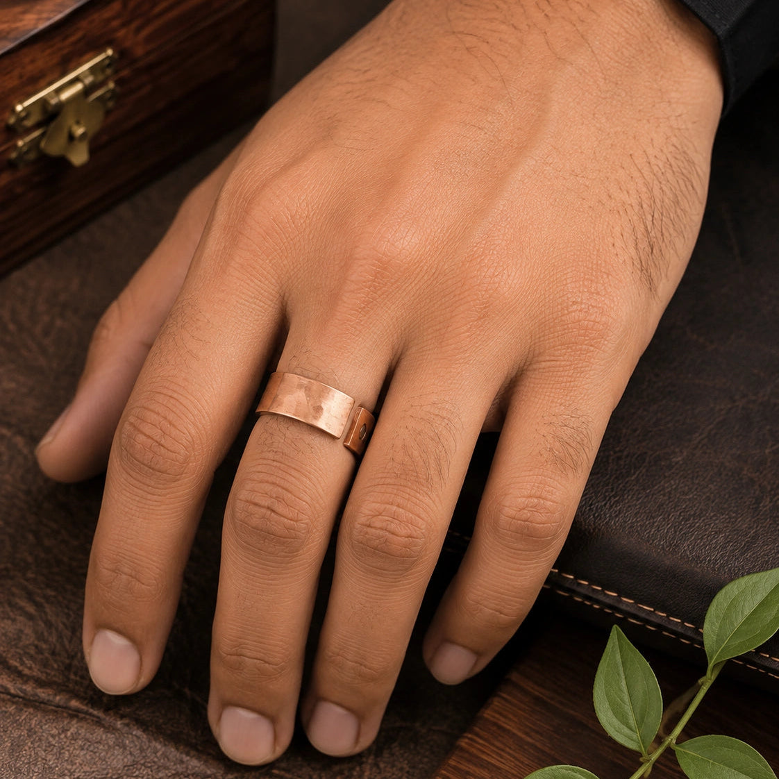 Hammered Pure Copper Ring for Men