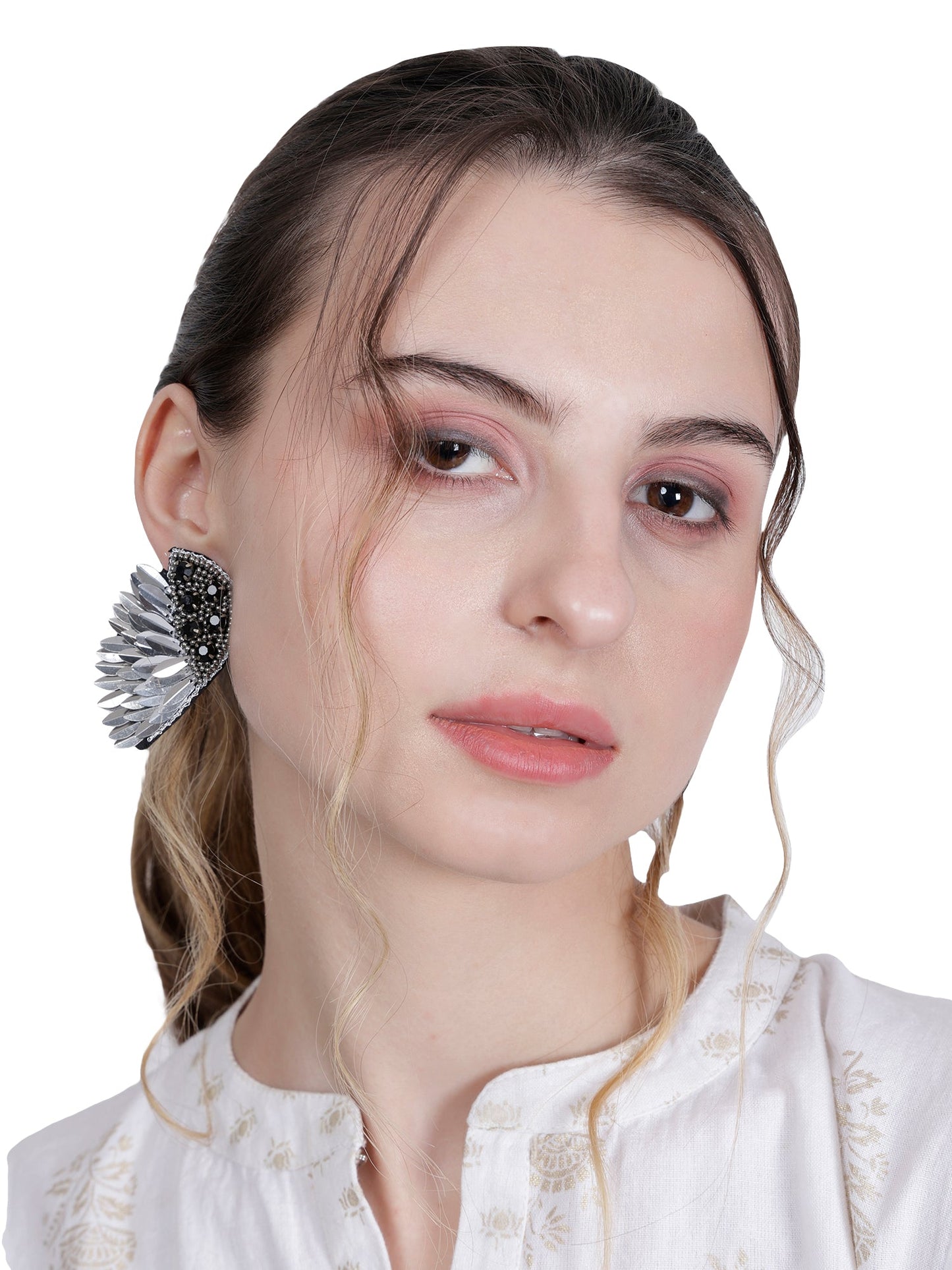 Hand Beaded Angel Wing Cluster Earrings